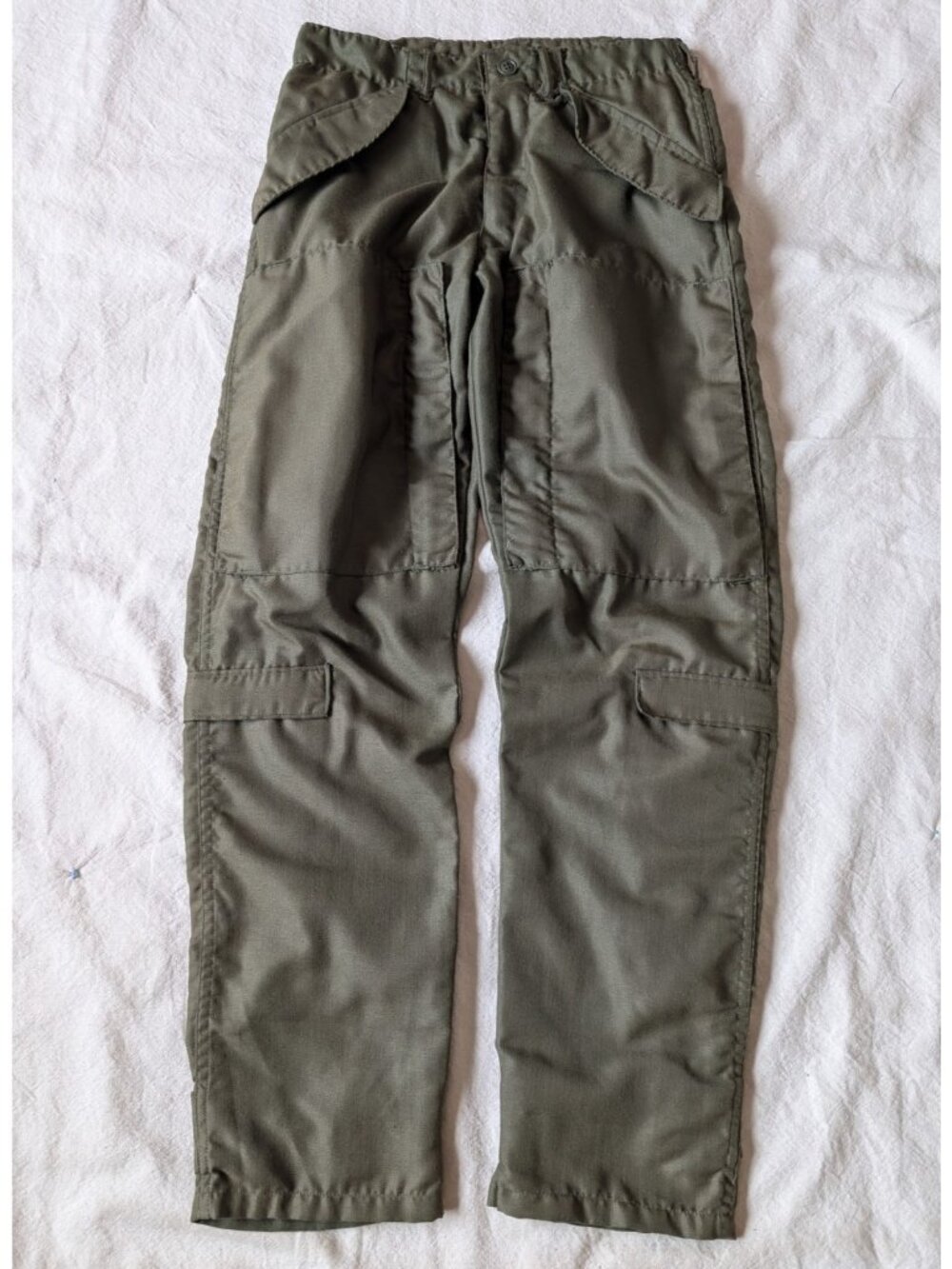 Vintage US Army 1968 Green Polyknit Cargo Pants Aviation Crew Member Small 30x31